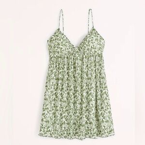 A&F Green and White Leaf Print Dress